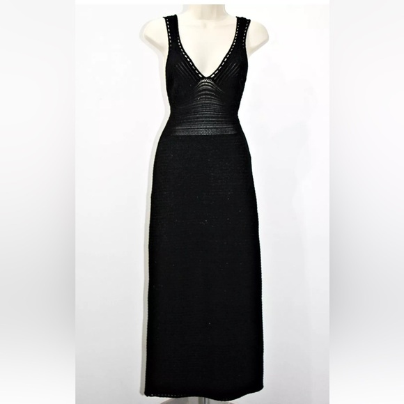 Torn by Ronny Kobo Madi Open-Back Knit Crochet Maxi Dress Black Size M - Picture 11 of 16